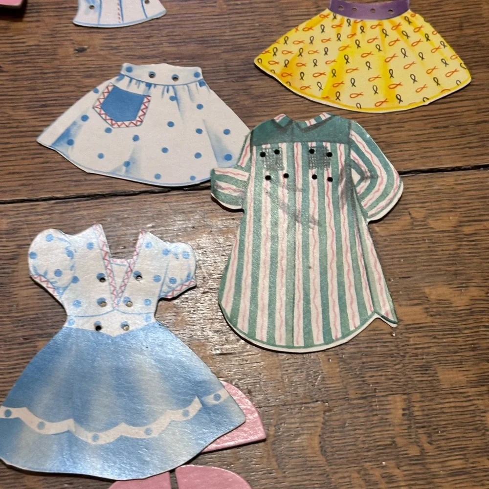 Paper Dolls with Lace-On Costumes for Little Girls Saalfield 1955 Vintage 36 pcs